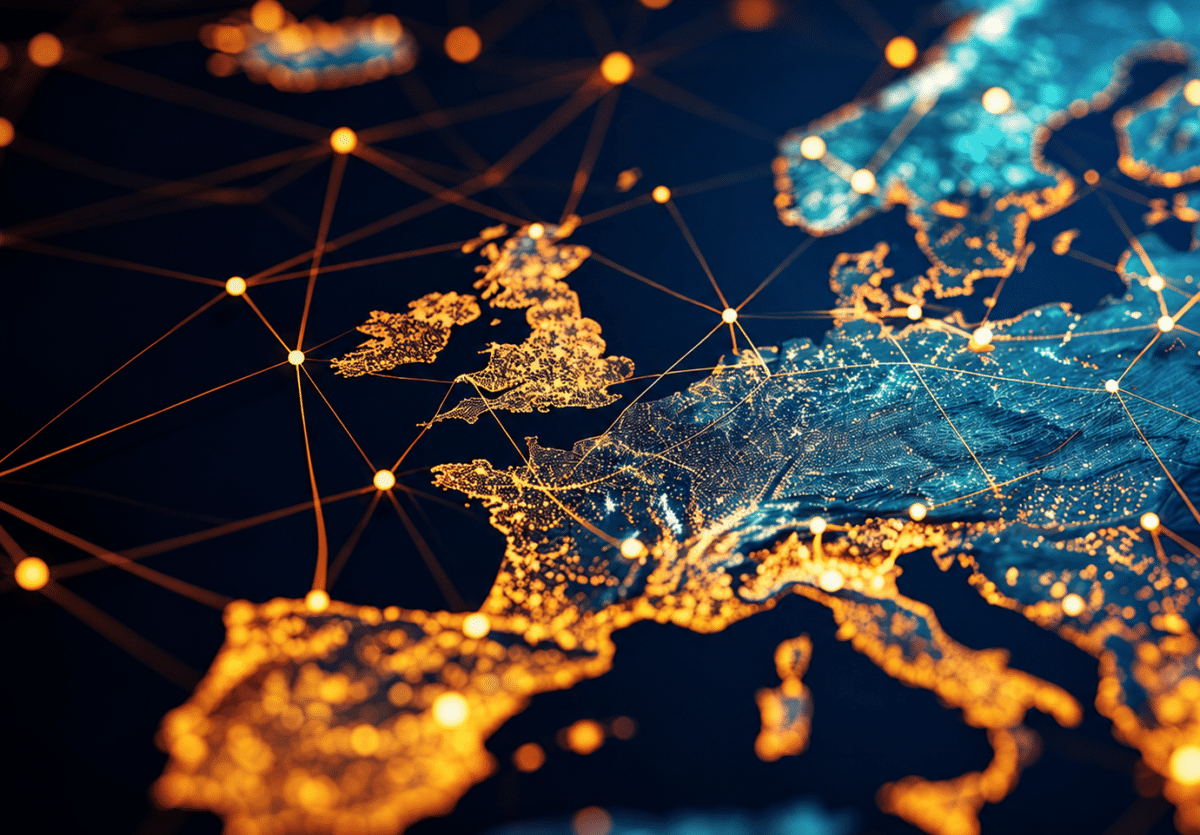 Europe illuminée par un réseau de données