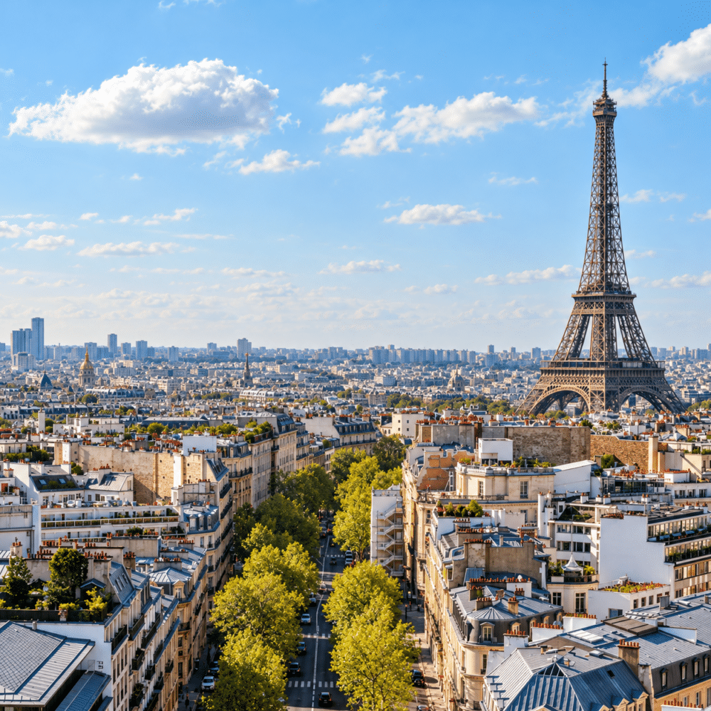 Panorama parisien avec la Tour Eiffel