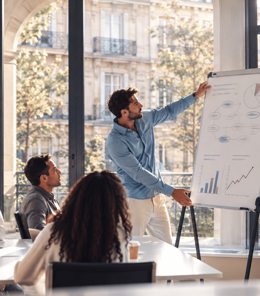 Présentation stratégique dans un bureau parisien